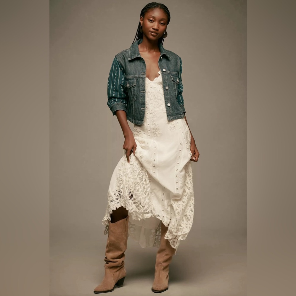 NWT Anthropologie Pilcro Crafted-Sleeve Denim Jacket, Size M - Picture 4 of 7